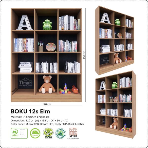 Bookshelf BOKU Series 12s Elm